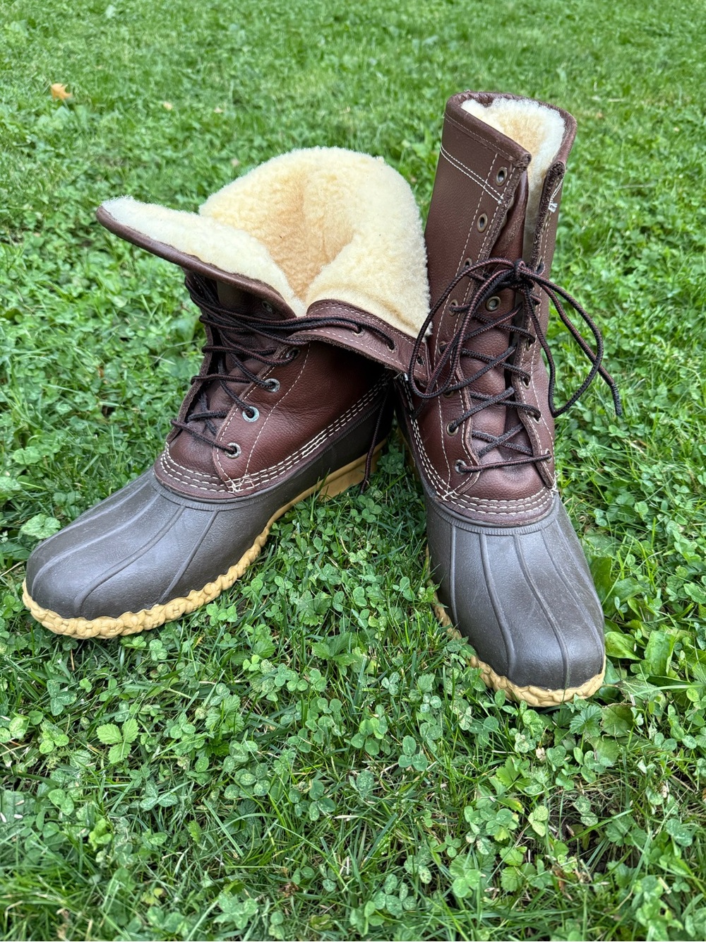 L.L. Bean Brown Leather and Rubber Shearling-Lined Duck Boots